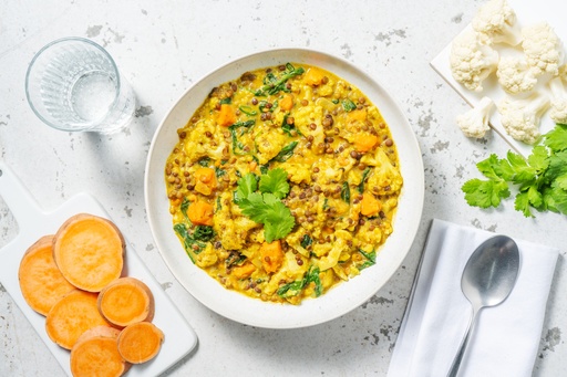 [30025] Caponata di verdure, curry e lenticchie
